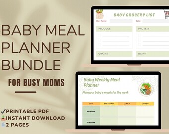 Baby Meal Planner Printable, Weekly Baby Food Planner, Baby Grocery List, Meal Prep for Moms, Instant Download PDF, A4 US Letter
