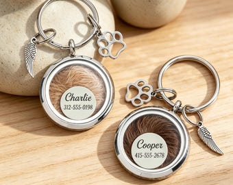 Custom Pet Hair Keepsake Keychain, Durable Pet Fur Holder Keyring, Engraved Pet Fur Holder, Dog Fur Keepsake, Dog Cat Fur Keepsake Holder