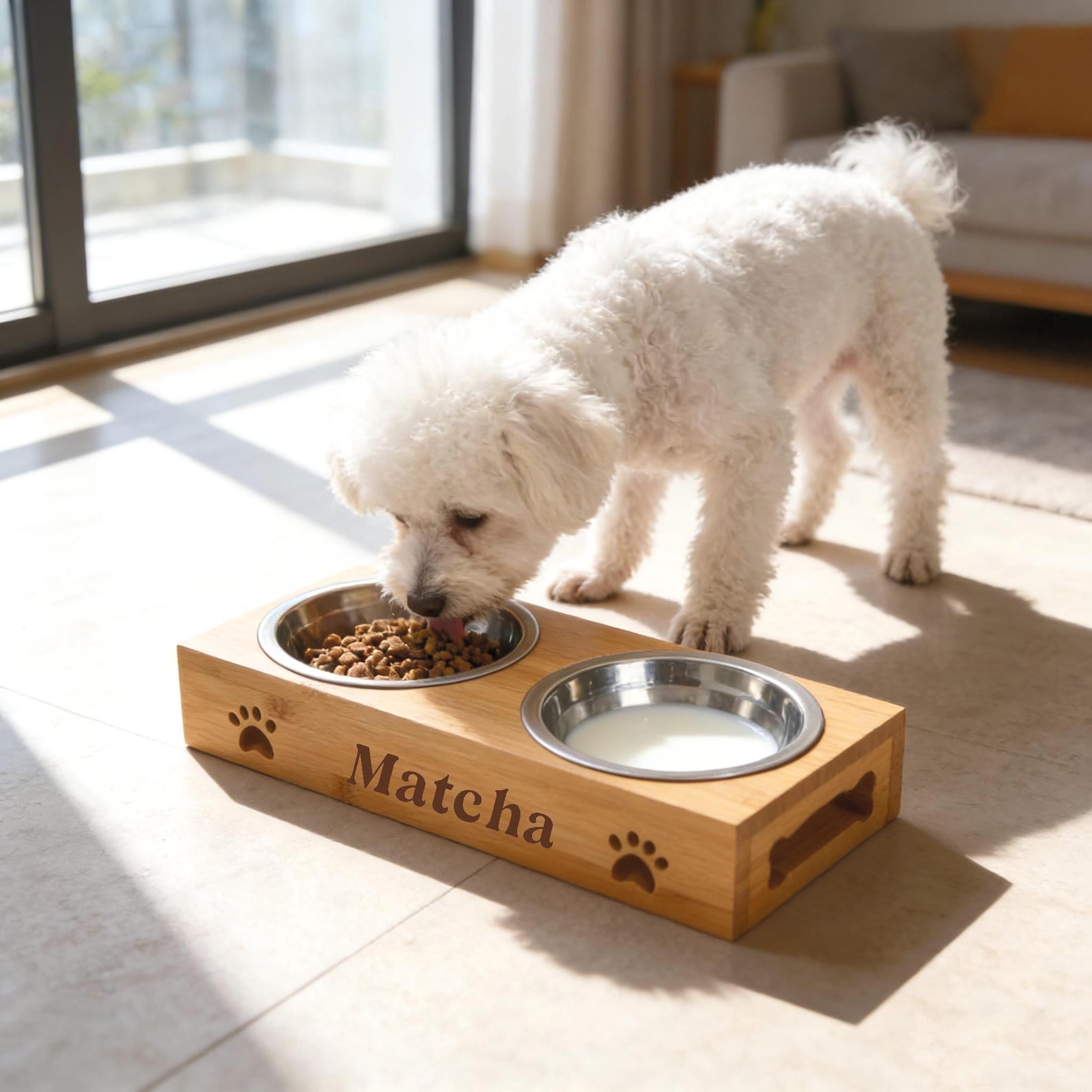 Personalized Ceramic Dog Cat Bowl, Engraved Pet Bowl with Name, Custom Pet Feeding Bowl, Puppy Gift, Dog Lovers Gift - Small-A-Custom text, Two bowls set