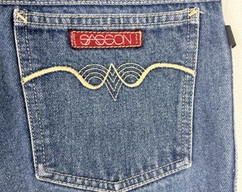 Vintage 80s Sasson Jeans - High Waisted Straight Leg - Size 32x33 - Medium Wash Designer Denim - Iconic OK Hand Logo - Made in USA