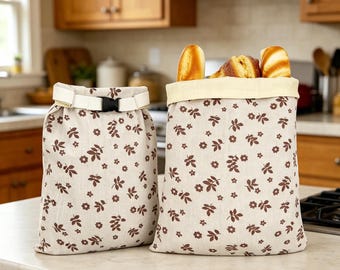Reusable Beeswax Bread Loaf Bag 17 x 13 in - Linen Beeswax Lined Sourdough Storage, Bread Keeper, Eco Friendly, Bread Bakers Gift