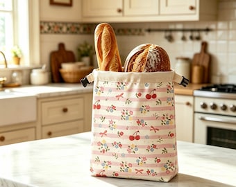 Reusable Beeswax Bread Loaf Bag 17 x 13 in - Linen Beeswax Lined Sourdough Storage, Bread Keeper, Reusable Bread Bags for Homemade Bread