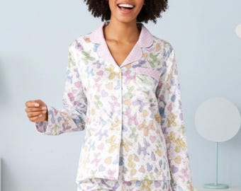 Pyjamaset met pastelkleurige ballondieren – zijdezachte satijnen nachtkleding, verjaardagsloungetop