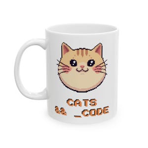 Chats ET _Code Mug | Tasse à café programmeur amusante | Cadeau développeur | de codage pour amoureux des chats | tasse de thé d'ingénieur logiciel | Cadeau de bureau de codeur