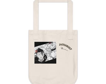 Borsa tote con collage di anime / Testo in cantonese con scena naturalistica