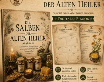Salvor från forntida helbrägdagörare | Örtsalvor E-bok PDF med recept, tallhartssalva, ringblomssalva och salvplanerare