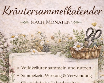 Kräutersammelkalender PDF/ Jahresplaner für Wildkräuter/ Sammelzeiten, Wirkung & Verwendung/ Printable Herbal Planner Deutsch