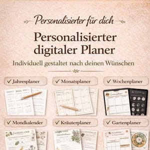 Personalisierter digitaler Planer | individuell gestaltet nach Wunsch | Jahresplaner, Mondkalender, Kräuterplaner PDF
