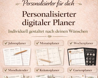Personalized digital planner | individually designed according to your wishes | annual planner, lunar calendar, herb planner (PDF)