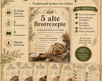 5 alte Brotrezepte - Traditionell backen wie in alter Zeit/PDF Download
