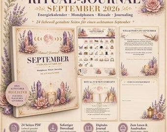Ritual Journal September 2026 – Energy Calendar, Moon Phases & Rituals | 24-page PDF