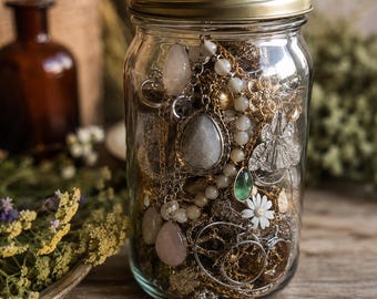 Handmade Surprise Jewelry Jar | Schmuck Überraschungsglas | Gold & Silber Schmuck | Crystal Jewelry | Geschenk für Sie