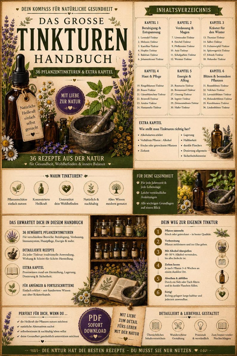 Tinktursamling PDF | 36 recept på örttinkturer och medicinalväxter | Naturmedicin | Örtbok | Instruktioner för gör-det-själv-huskurer bild 2