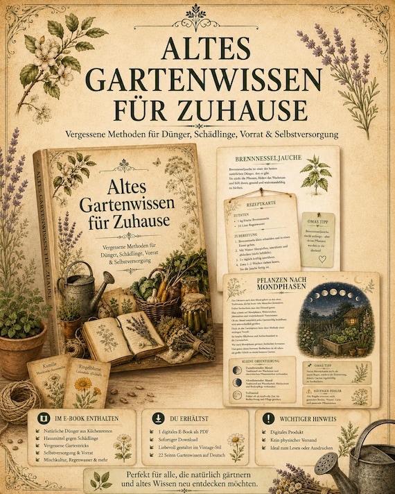 Altes Gartenwissen für Zuhause | Vintage Garten E-Book | Natürliche Gartentricks, Hausmittel & Selbstversorgung PDF