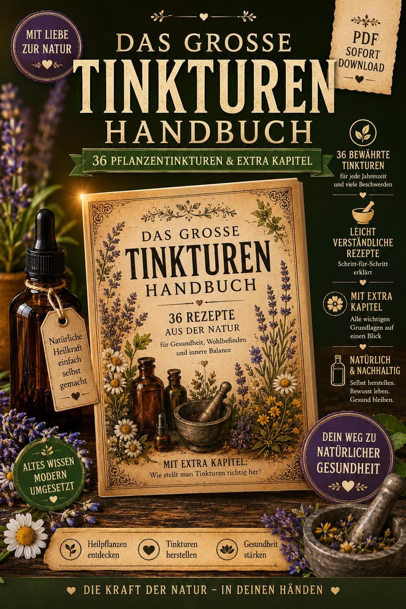 Tinktursamling PDF | 36 recept på örttinkturer och medicinalväxter | Naturmedicin | Örtbok | Instruktioner för gör-det-själv-huskurer bild 1