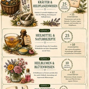 May include: An illustrated guide to herbs and natural remedies. The cover features a basket of flowers, scissors, and a mortar and pestle. The book's chapters cover herbal knowledge, recipes, and a tracker for personal notes.
