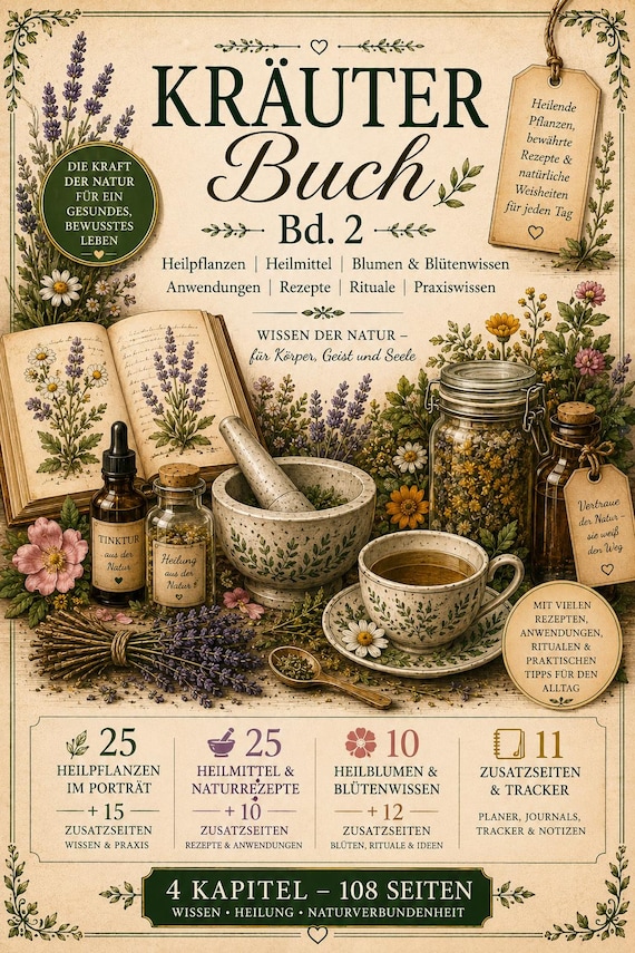 Kräuterbuch Band 2 – Heilpflanzen, Blüten, Rezepte und Hausmittel | Naturheilkunde & Heilkräuter PDF zum Herstellen eigener Mittel
