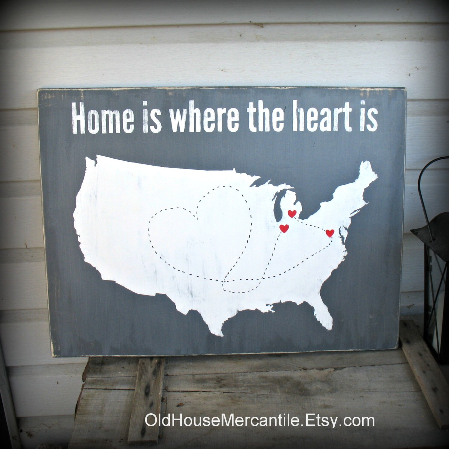 USA Map Home is Where the Heart Is Personalized Custom Etsy