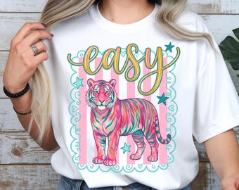 Easy Tiger PNG, Tiger T-shirt Design, Summer Sublimation Graphic, Digital Download