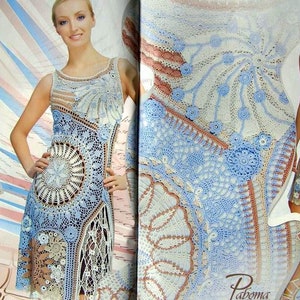 Irish Lace Top, Dress in Crochet pattern magazine Duplet 112 Self Study tutorial