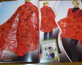 Scarf, Vest, Skirt in Crochet pattern magazine  Duplet Crochet Home Study school Ukrainian tutorial issue 120