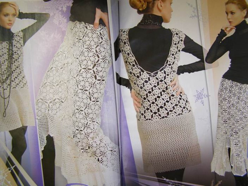 Red Black Dress Vest in Crochet pattern magazine Duplet 106 Self Study tutorial