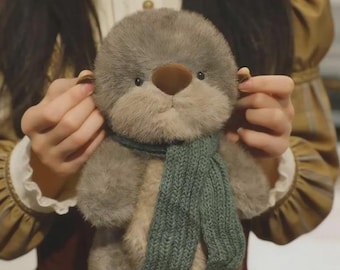 Soft Otter Plush with Knit Scarf | Woodland Companion Toy