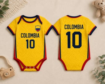 Body per neonati Colombia, Completo da calcio per neonati, Regalo per neonati Coppa del Mondo, Pagliaccetto da calcio colombiano, Regalo per baby shower, Neonato tifoso di calcio
