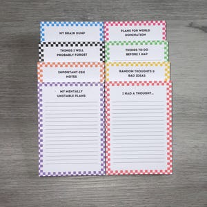 Retro Checkerboard Notepad Set (50pages)  | Funny Brain Dump, To Do Lists