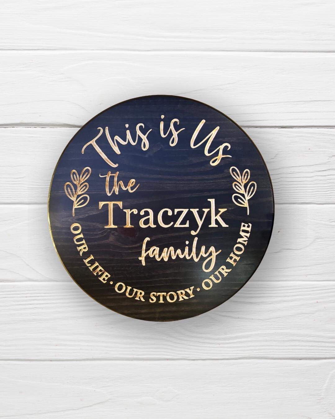 Personalized Family Name Wood Sign | Custom Round Rustic Cabin Decor - Etsy