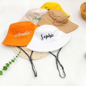 Personalized Embroidered Sun Hat,Custom Bucket Hat for Outdoor Adventures,Ideal Kids' Hat with Embroidery,Sweet Newborn Gift Idea