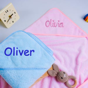 Personalized Baby Hooded Towel, Custom Name Newborn Bath Wrap, Baby Shower Gift for New Parents, Infant Bath Essential, Baby Boy Girl Gift