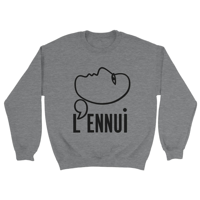 L’ENNUI Sweatshirt – Minimalist Graphic Crewneck – Shrinking Inspired Jumper – French Quote Sweater – Aesthetic Line Art Pullover image 1