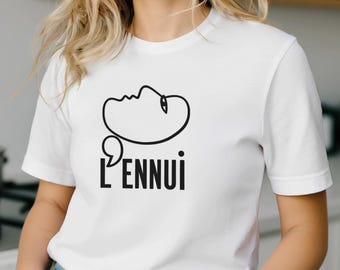 L’ENNUI T-Shirt | Minimalist French Aesthetic Tee | Boredom Graphic Shirt | Black White Line Art Tee | Unisex Streetwear