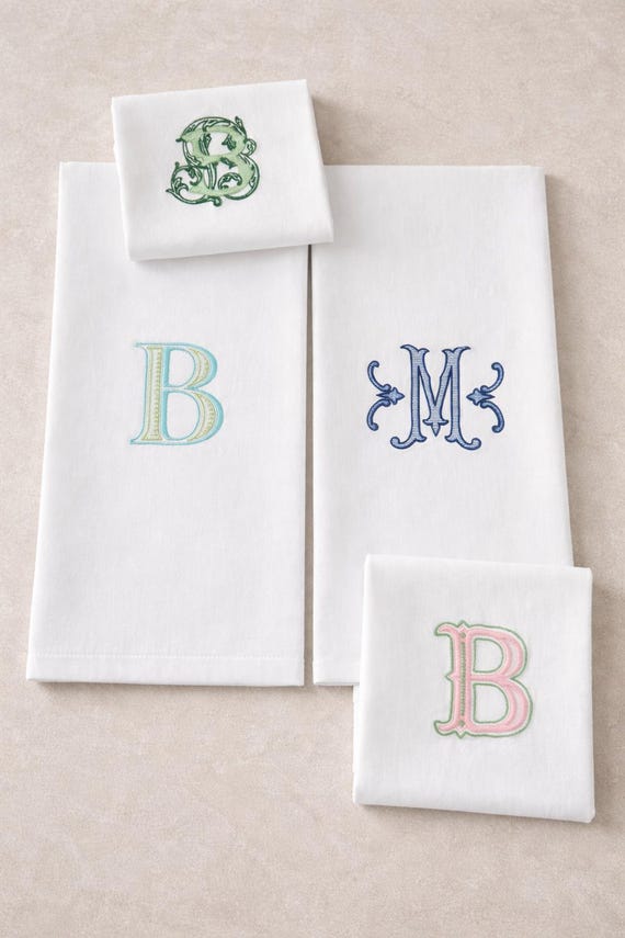Custom Embroidered Cotton Tea Towel | Personalized Monogram Kitchen Decor