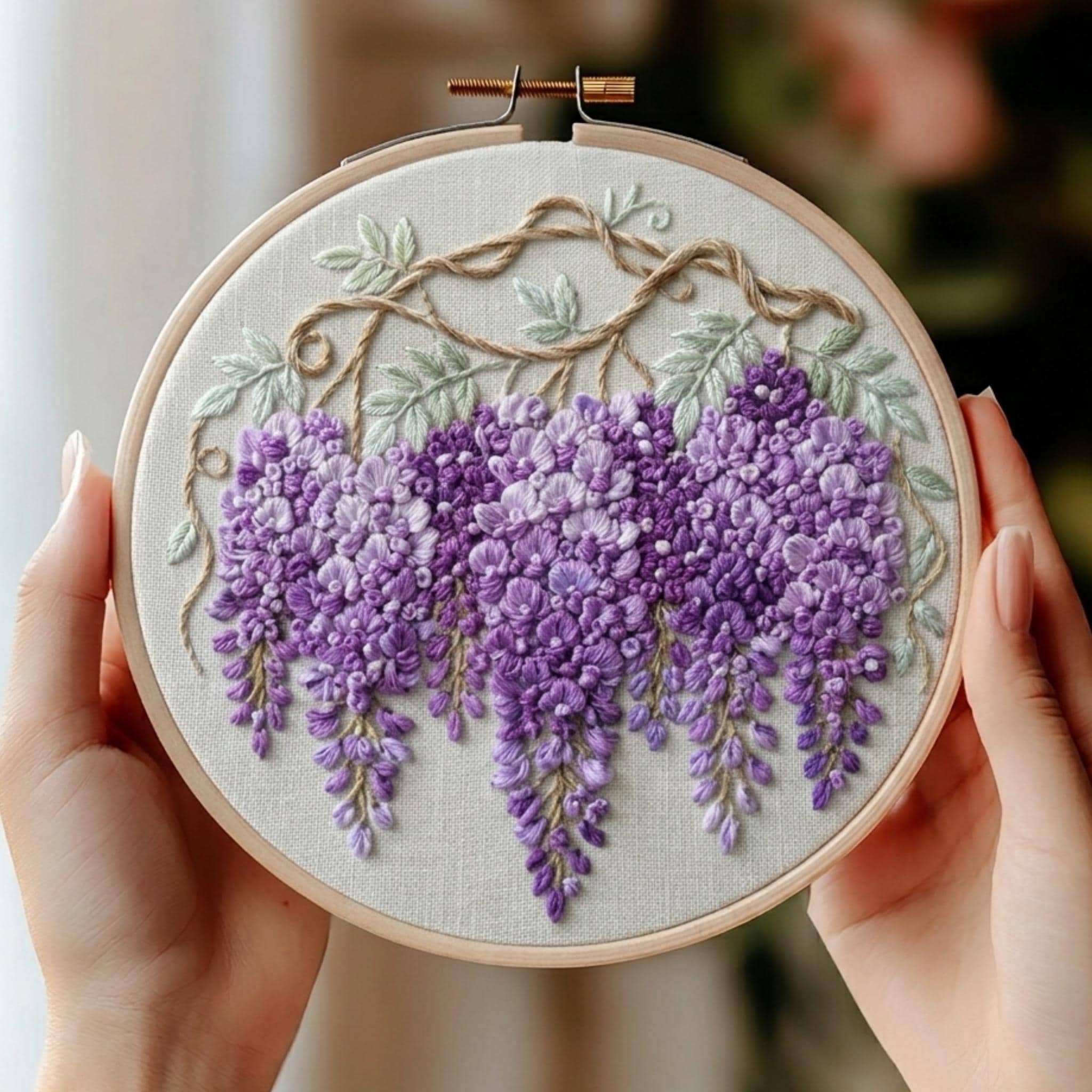 Wisteria Embroidery Pattern PDF, Lavender Floral Hoop Art (instant ...