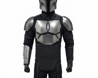 Black Tactical Sci-Fi Flight Suit Costume | Space Warrior Cosplay Jumpsuit with Armor Padding