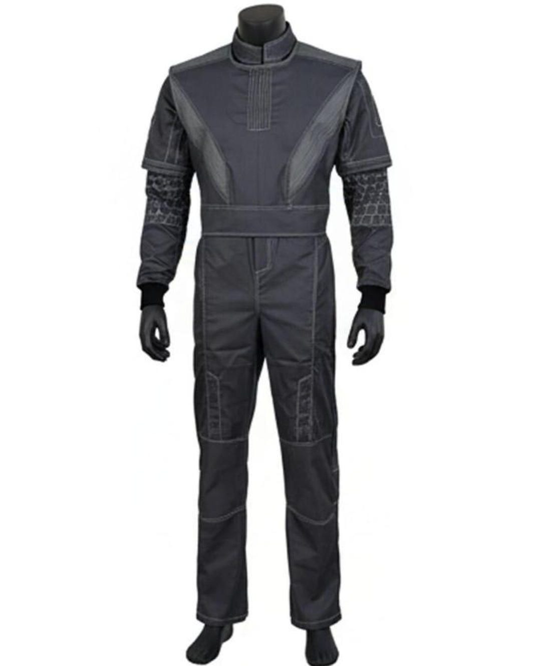 Futuristic Tactical Jumpsuit Dark Grey Sci fi Cosplay Suit With Panel 
