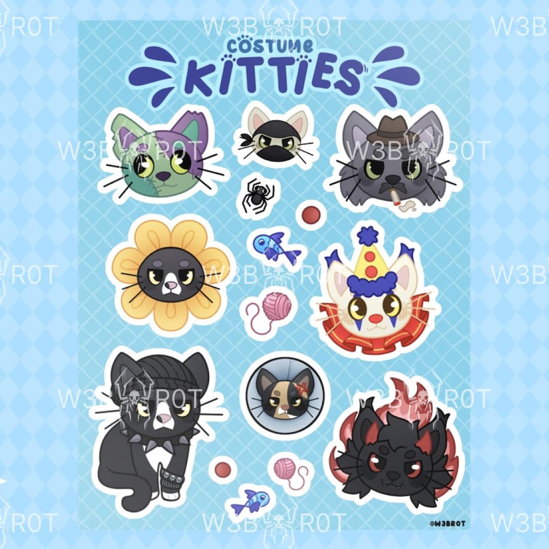 Costume Kitties Sticker Sheet - Etsy