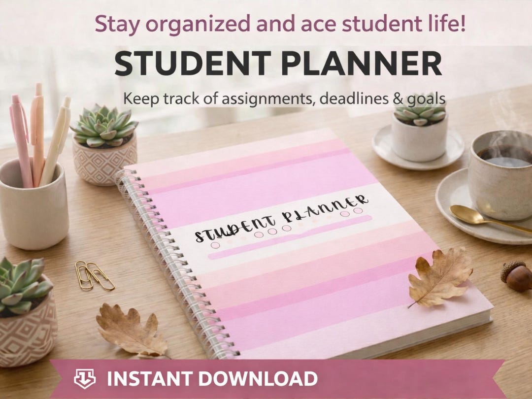 Student Study Planner Printable PDF | Student Planner 2026 | Study ...