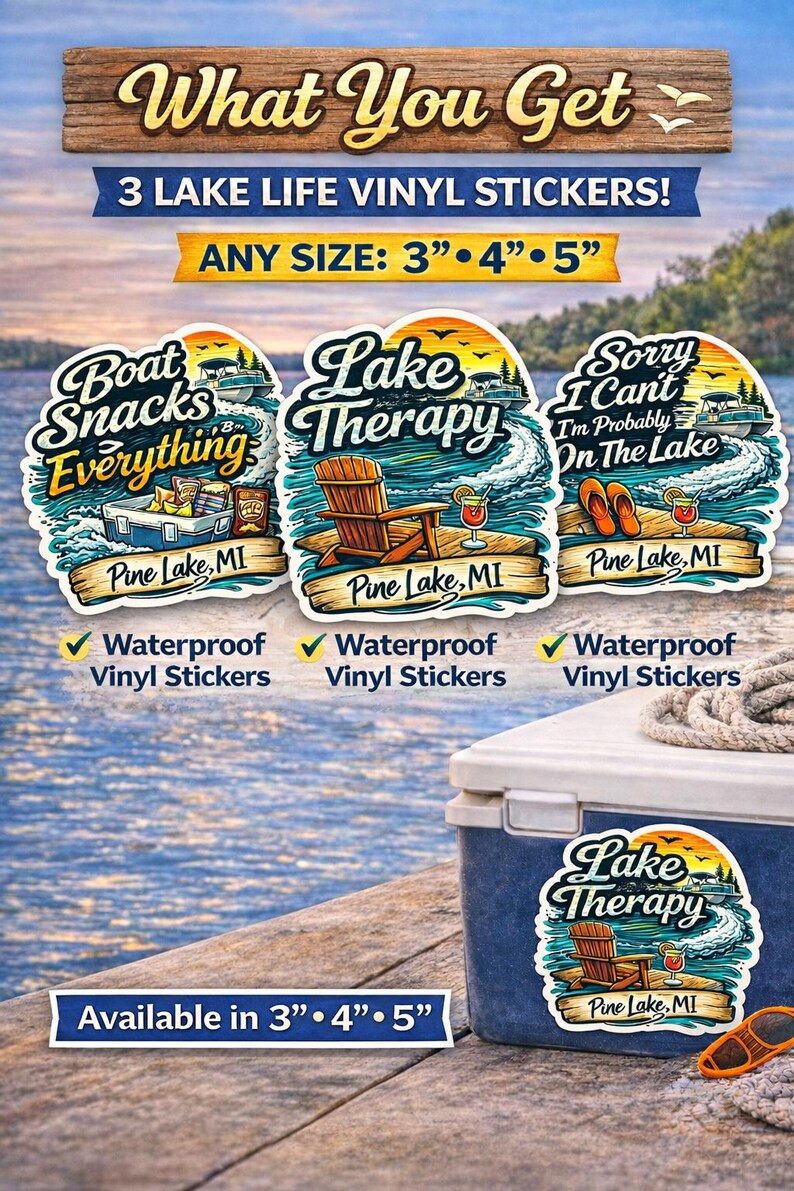 Lake Life Sticker Bundle | Boating Humor, Lake Therapy, Boat Snacks ...
