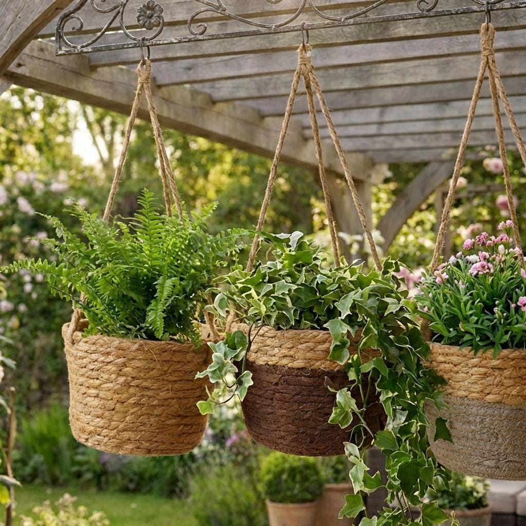 Hanging Rattan Planter - Etsy