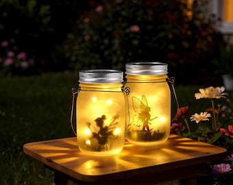 Set Solar Fairy Lanterns Garden Decor - Outdoor Hanging Jars, Waterproof LED Lights for Patio