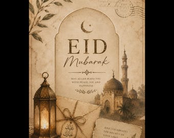 Pôster vintage imprimível de Eid ul Adha Mubarak, Eid Mubarak png, Eid Mubarak Svg, pôster de 300 DPI, Eid ul Adha Mubarak