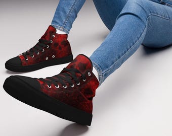 Skull shoes for Women high top canvas shoes