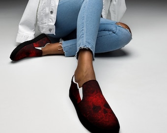 Women’s skull shoes Goth canvas slip-ons
