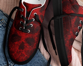 Women skull shoes lace-up canvas shoes