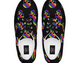 Zapatos Pride con calaveras arcoíris. Zapatos de lona con cordones para mujer.
