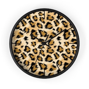 Leopard Print Wall Clock | Modern Safari Animal Decor, Silent Mechanism