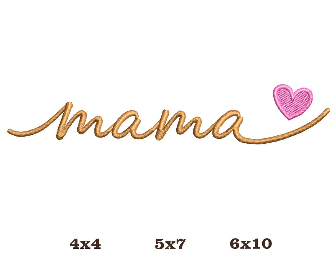 Mama Embroidery Design, Script Font, Minimalist Heart (digital Download ...